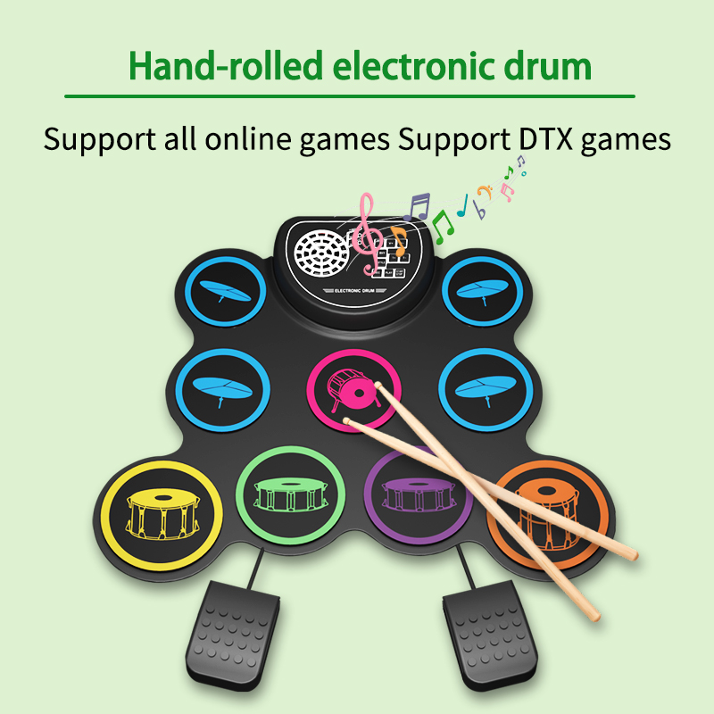Electronic Drum Kit For Kids - Foldable Hand‑rolled Electronic Drum Set Bluetooth