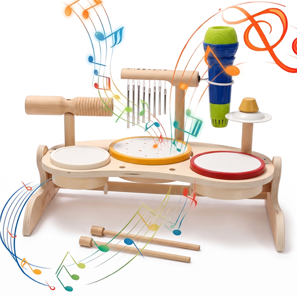 Electronic Drum Kit For Kids - Kids Wooden Drum Set Musical Toy