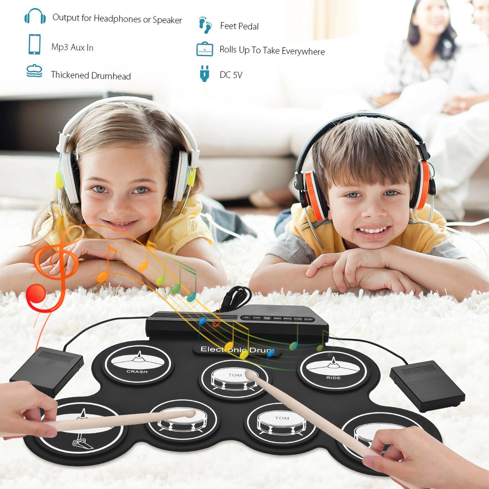Electronic Drum Set USB Roll-U - đánh giá và giá Electronic Drum Kit For Kids