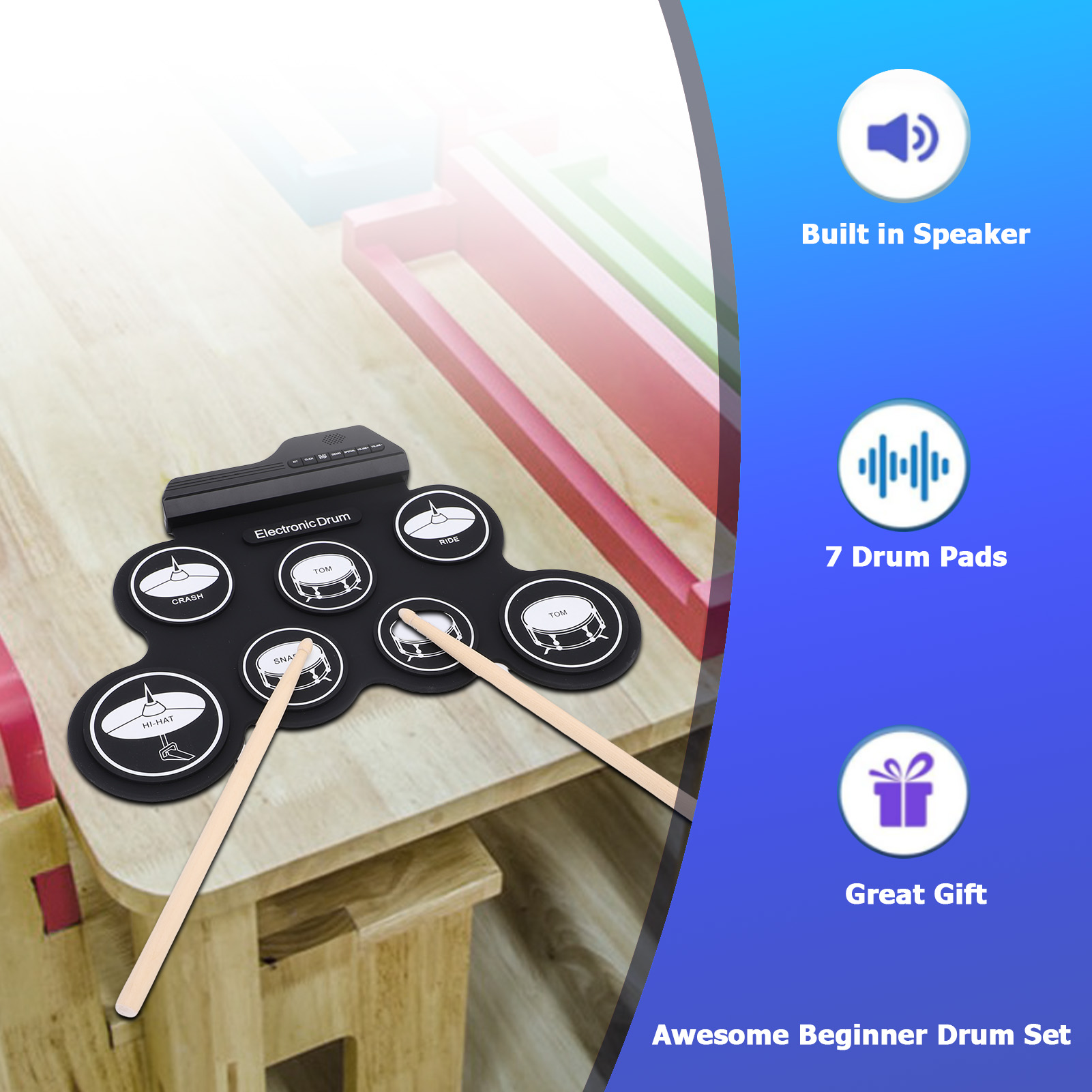 Portable Electronic Drum Roll  - đánh giá và giá Electronic Drum Set Roll Up